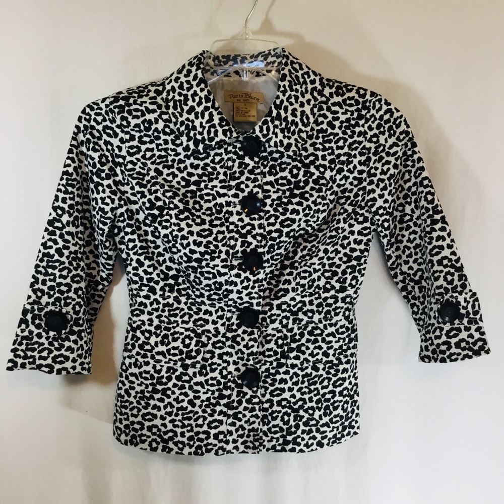 Jacket Blazer, Small, Blk & White, Snow Leopard, shirt Jacket, Shacket
